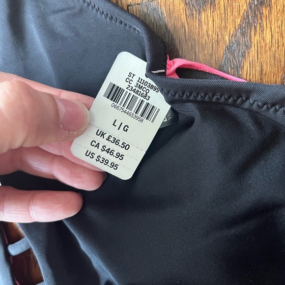 Victoria Secret PINK  Bikini Top Swimsuit Adjustable Halter Neck black Sz L - Picture 6 of 7